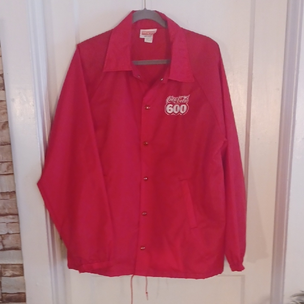 Coca-Cola 600 Red Windbreaker Vintage Racing Jacket Size Large Made In USA
